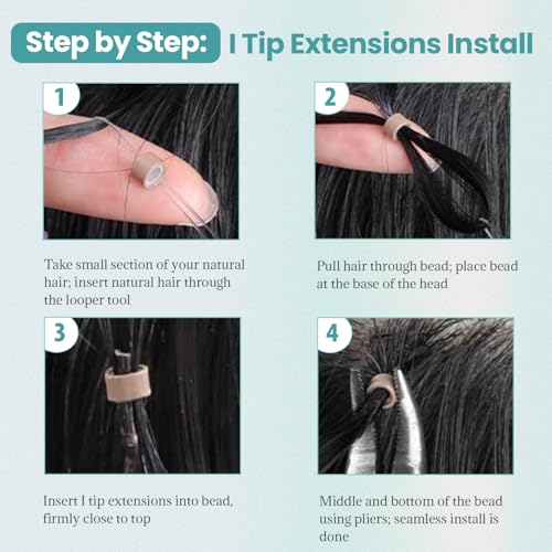 Yaki Straight I Tip Hair Extensions Human Hair 16 Inch 50G Light Yaki Style - Variation #YK