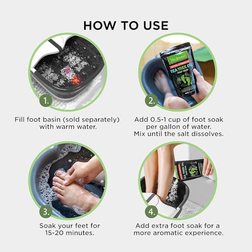 Tea Tree Oil Foot Soak with Epsom Salt - Made in USA - for Toenail irritations, Athletes Foot, Stubborn Foot Odor Scent, Softens Calluses & Soothes Sore Tired Feet - 2 Pack