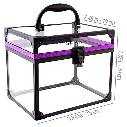 Purple SHANY Clear Travel Makeup & Toiletry Case - Extra Large, Secure Lock