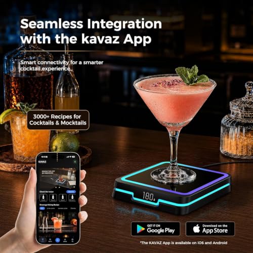KAVAZ Smart Cocktail Maker Coaster with LED Pour Guidance - Jet Black