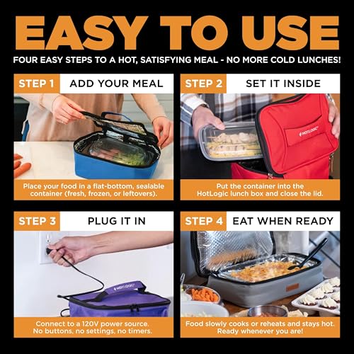 HOTLOGIC Max Large Portable Electric Food Warmer & Lunch Box - Red, 120V