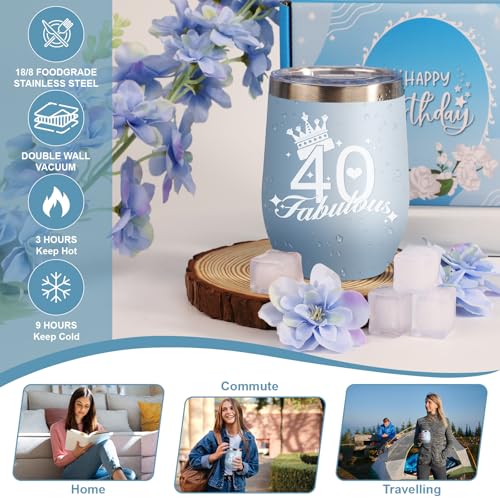 40th Birthday Gifts for Women, Ideas Baskets, 9 Pieces Unique 40th Spa Gifts for Her Wife, Girlfriend, Sister, Friends