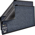 48x36 Steel Gray Indoor Outdoor Welcome Door Mat Set - Heavy Duty Ribbed Polyester Entryway Doormats, 2-Pack