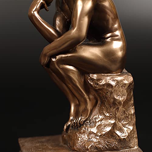 Bronze Finish Thinker Bookends Set - Artistic Desktop Decor