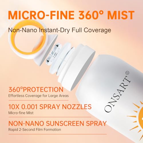Mineral Sunscreen Spray SPF 50+ 6.76 Fl Oz Pack of 2 - Reef Safe, Broad Spectrum, Water Resistant