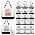 Hillban 5 Sets/10 Sets Dental Assistant Gifts Bulk Canvas Reusable Grocery Tote Bags Cosmetic Bags with Zipper for Women(10 Sets)