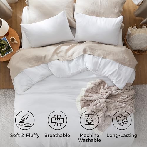 Bedsure Oversized King Comforter Set 3 Pieces White 120x98 Inches – Prewashed and Soft Bedding