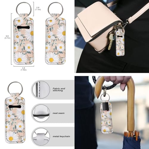 Suobstales 3 Pack Travel Bottle Keychain Holder Set Hand Sanitizer Holder With Chapstick Holder Keychain for Women Men