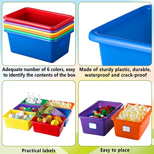 Classroom Storage Bins Set of 24 - Colorful Plastic Cubby Organizers 11.5 x 7.5 x 5 Inch