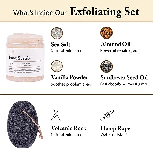 FootFitter Exfoliating Foot Care Kit with Sea Salt Scrub & Pumice Stone - Scrub & Stone