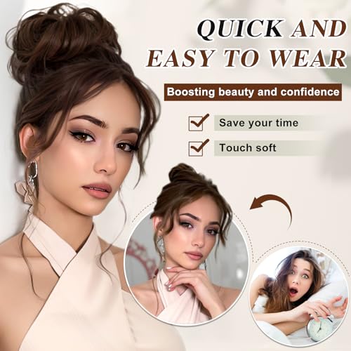 Dark Brown Human Hair Messy Bun Hairpiece for Women - Natural & Easy to Wear
