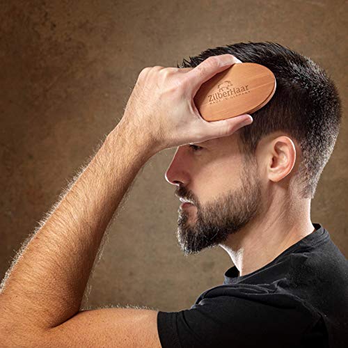 Men's Slanted Bristle Hair and Beard Brush - Natural Boar & Pearwood
