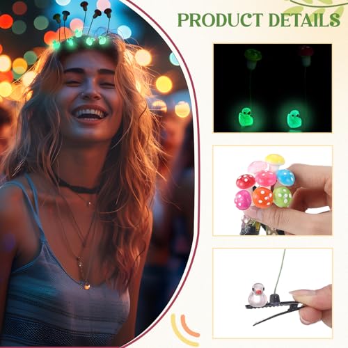 Glow Rave Hair Clips Set - 100 Colorful Mushroom & Duck Festival Hair Accessories Variation of THIS listing