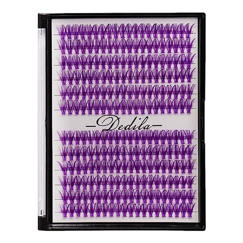 12Rows 40D Purple Color Individual False Eyelashes Large tray 240 Clusters 3D Volume Eyelashes Extensions Thickness 0.07mm D Curl Makeup Colorful Eye Lashes Cluster Beauty Tools (16mm)