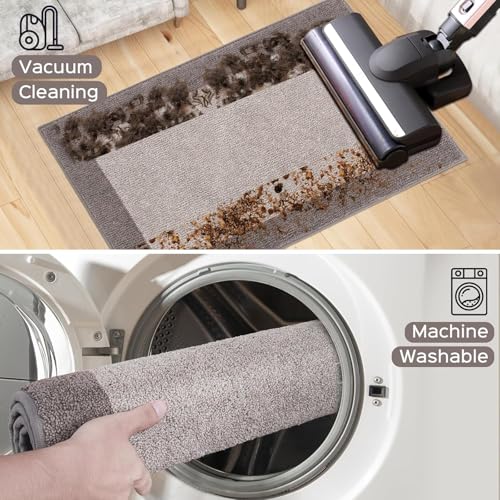 Beige Runner Rug 32 x 72 Inches Non Slip Kitchen Hallway Door Mat