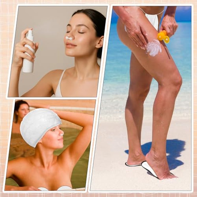 125 Pcs Spray Tan Tanning Essentials Accessories Kit 25 Set Disposable Caps Underwear Feet Pads Nipple Cover Nose Filter Plugs for Beauty Salons Home Sunless Tanning (White)