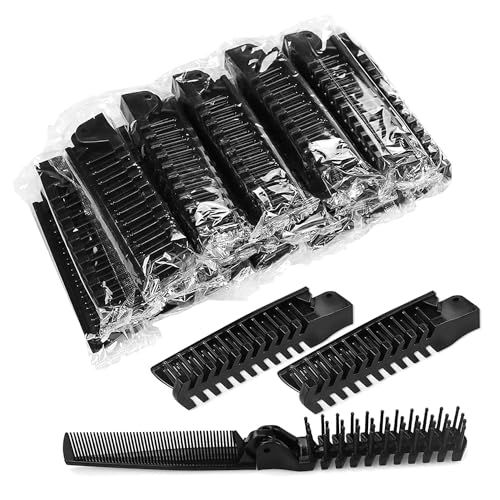 100 Pack Foldable Hair Combs Bulk with Double-Headed Teeth - Black, One Size