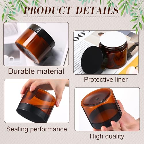 Tanlade 100 Pcs 8/4/2 oz Amber Plastic Cosmetic Jars with Lids Empty Leak Proof Container Refillable Cosmetic Jars Airtight for Cream, Lotion, Powder, Ointment, Beauty Products Travel Storage (Round)
