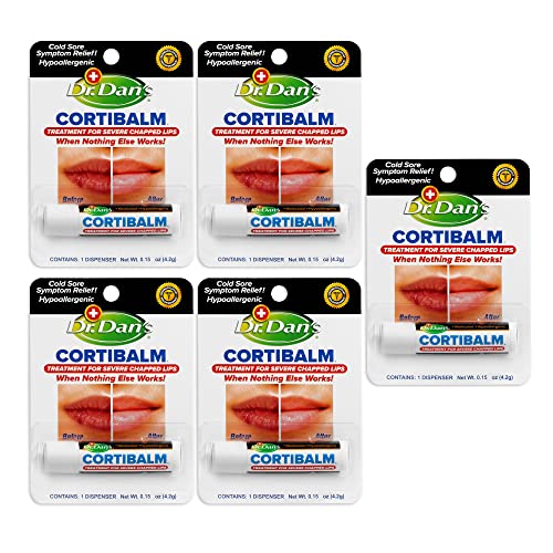 Hydrocortisone Lip Balm 5 Pack for Dry Cracked Lips - Soothing Lip Treatment with Variation of 1 Count (Pack of 5)