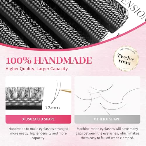 Double Tips U Shape Eyelash Extension 0.07 D Curl Volume Premade Fans Matte Black Cluster Lash Extensions(U-Double Tips-0.07 D-8-15mmMIX)