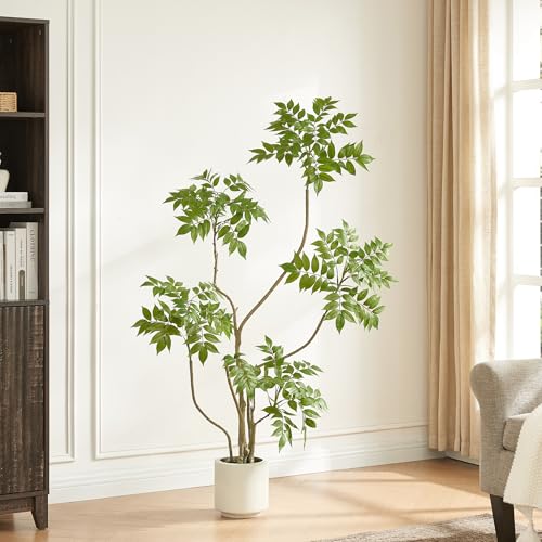 4FT Artificial Sumac Tree in White Pot - Real Touch Faux Plant, Indoor Decor