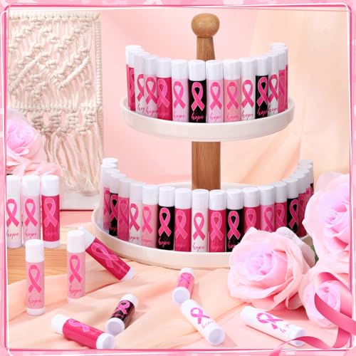 Breast Cancer Awareness Lip Balm Set - Pink Ribbon Party Favors, 50 Pack