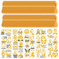 WANDIC Gold Ribbon Awareness Kit, 100PCS Ribbon Pins 10 Sheets Temporary Tattoo for Childhood Cancer for Public Benefit Activities
