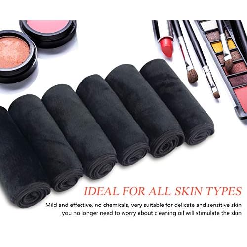 VIVOTE Microfiber Face Cloths Reusable Makeup Remover Cloth Ultra Soft Washcloths for Women Facial Cloths 12inch x 12inch(6 Pack,Black£©