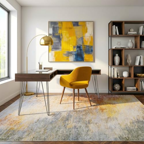 8x10 Rosy Cloud Abstract Washable Area Rug - Non-Slip Stain Resistant