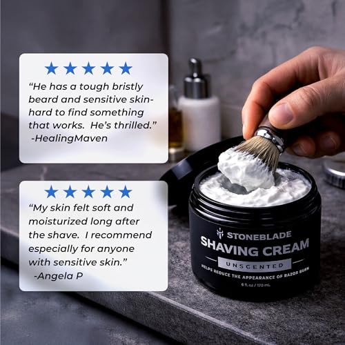 Sensitive Skin Shaving Cream for Men - No Menthol or Camphor, 6 oz - 1-Pack