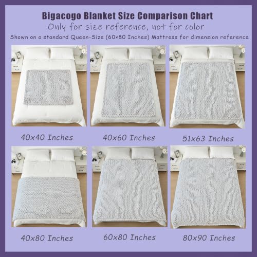 Bigacogo Beige Chunky Knit Throw Blanket 60x80 Inches Over Size Couch Blanket
