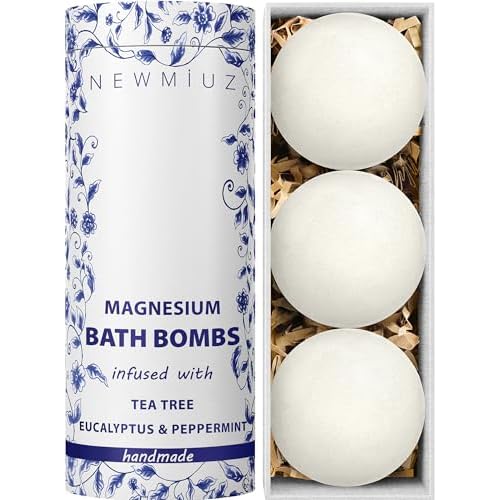 Magnesium Bubble Bath Bombs Long Lasting Foaming Sore Muscles Recovery Tea Tree Relaxing Stress Relief Calming Self Care Spa Gift for Birthday Christmas
