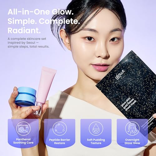 Glow Skin Hydrating 3-Step Routine Kit - Serum, Cream & Mask Set for Glass Skin