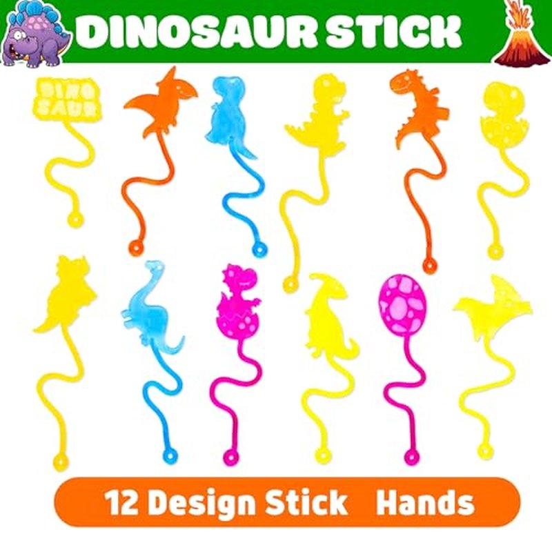 48PCS Dinosaur Party Favors - 24PCS Temporary Tattoos & 24PCS Stick Hands - Perfect Birthday Party Supplies, Goodie Bag Stuffers, Treasure Box Toys, Classroom Prizes, and Student Gifts