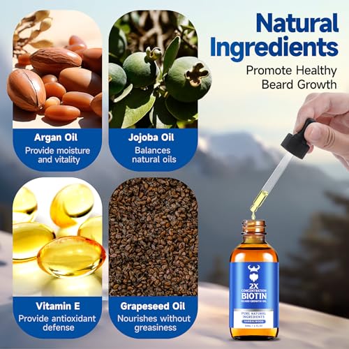 Sandalwood Beard Growth Oil - 2X Concentration Biotin Men’s Beard Softener & Moisturizer