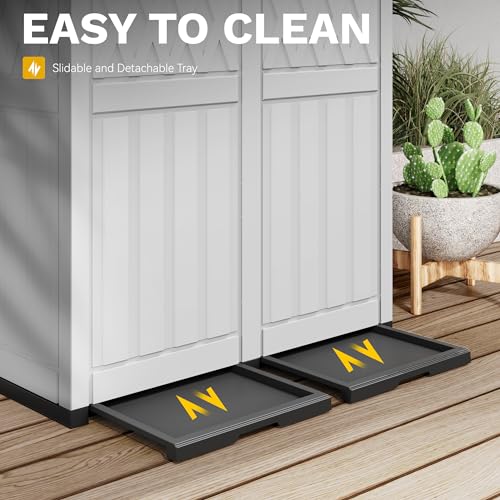 DWVO 72-Gallon Dual Outdoor Trash Can - Grayish-White, Weather-Resistant Double Garbage Bin