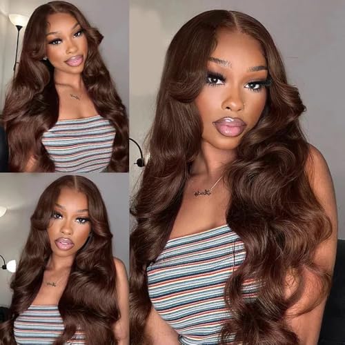 NiegMeag Human Hair Bundles 14-18 Inch Body Wave Chocolate Brown 3 Pack #4 BB