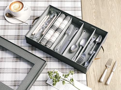 Grey 8-Piece China Storage Set with Padded Dividers, Easy Access & Space-Saving Design