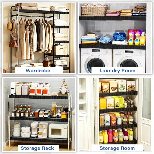 CasaDolce 12-Inch Depth Wire Shelf Covers - Black 12 pcs, Custom Fit for Pantry & Closet Shelving