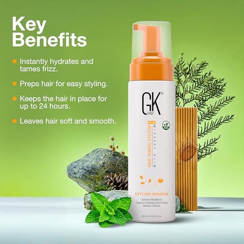 Keratin Volumizing Hair Mousse for Fine & Thin Hair - Sulfate-Free, Medium Hold, Adds Shine & Body, No Frizz - 8.5 Fl Oz
