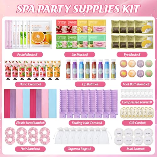Complete Spa Party Set for Girls & Women - Face Masks, Lip Balm, Foot Bath Bombs & More