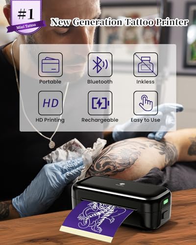 Mini Tattoo Stencil Printer Black - Portable Bluetooth Tattoo Maker TP31