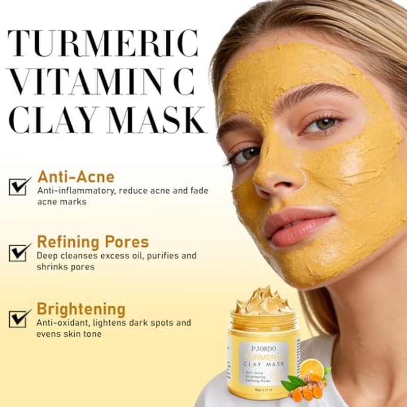 4 Pcs Clay Mask for Face(360g in total), Turmeric Vitamin C, Dead Sea Mud, Green Tea, Avocado, Rose, Facial Clay Mask Set, Face Mask Skin Care, Facial Skin Care Gifts Set for Her, 3.17 Oz Each
