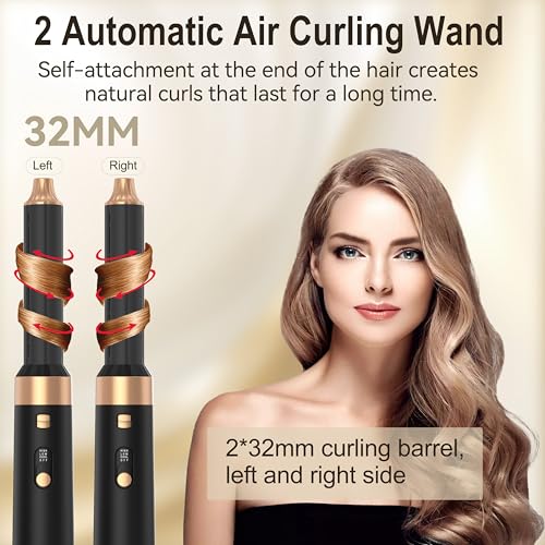 6-in-1 Hot Air Hair Styler Brush with 950W Curling, Straightening & Volumizing