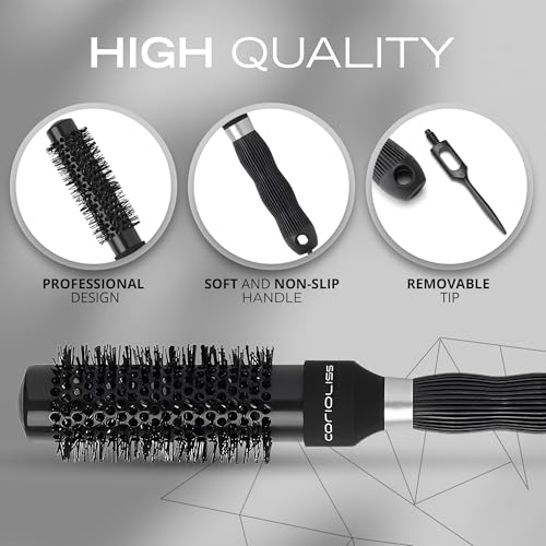 Hair Roller Brush for Women - 33mm Ceramic Tourmaline Styling Tool - Short Hair & Precise Styling