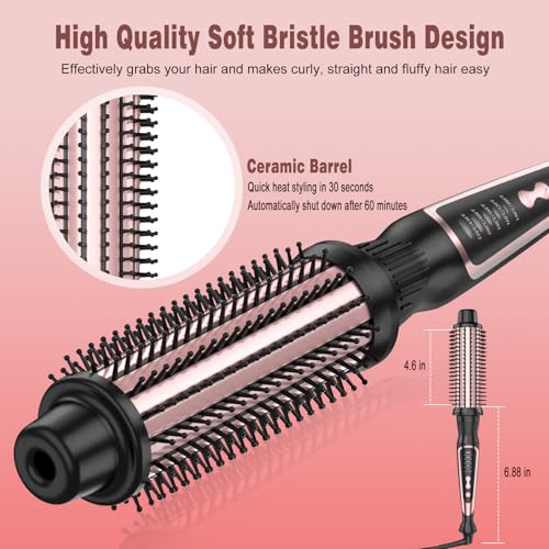 Rose Gold 1.5 Inch Thermal Curling Brush for Hair Styling & Voluminous Waves