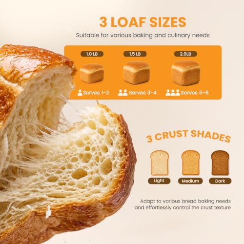 NEWBULIG 21-in-1 Stainless Steel Bread Maker with Delay Timer, Silver