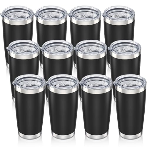 Black 20 oz Stainless Steel Insulated Tumbler with Lid - Leakproof Travel Mug