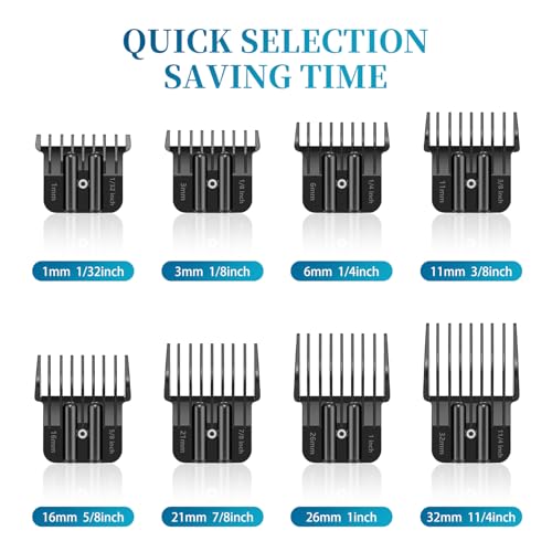 Premium Trimmer Guards Set for BaBylissPRO & More - 8 Sizes, Spring Clip, Organizer