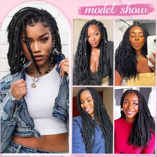 Dreadlock Extensions for Men Women 14 Inch 0.4cm 10 Strands Natural Black Handmade Locs